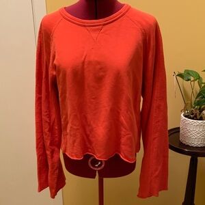 7 for all Mankind Crewneck Flare Sleeve French Terry Cropped Sweatshirt Top